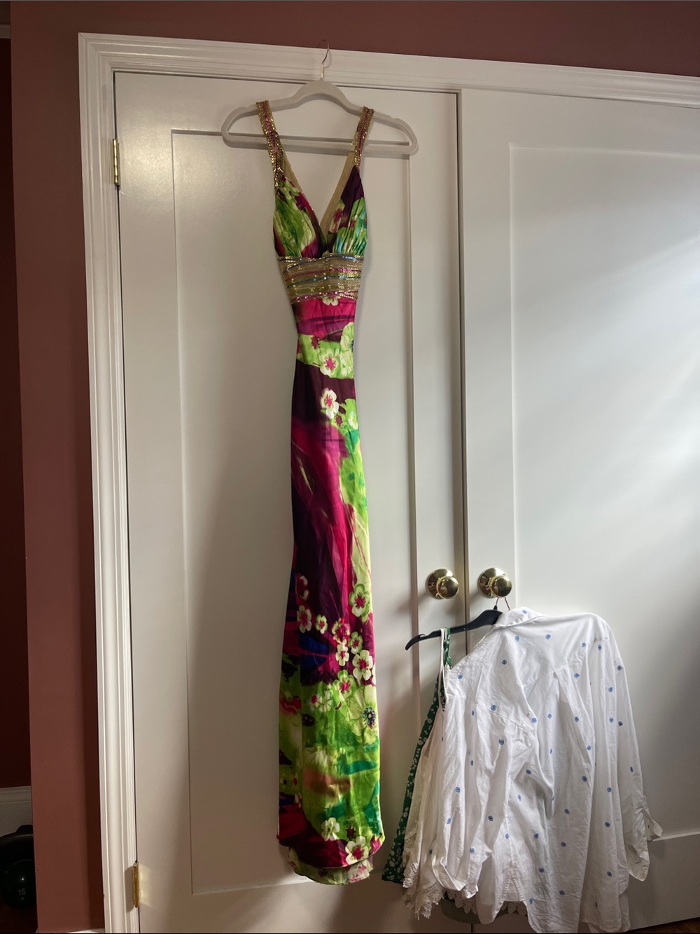 Dave & Johnny Fuchsia and Lime Floral Embellished Maxi Dress